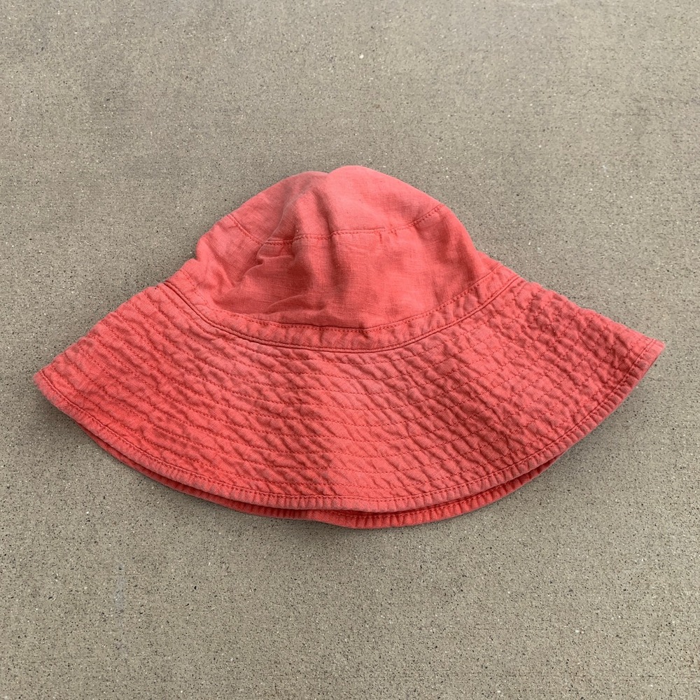 J.Crew 100% linen bucket hat in coral pink - size small/medium